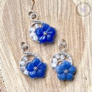 Blue Agate Flower Silver Pendant